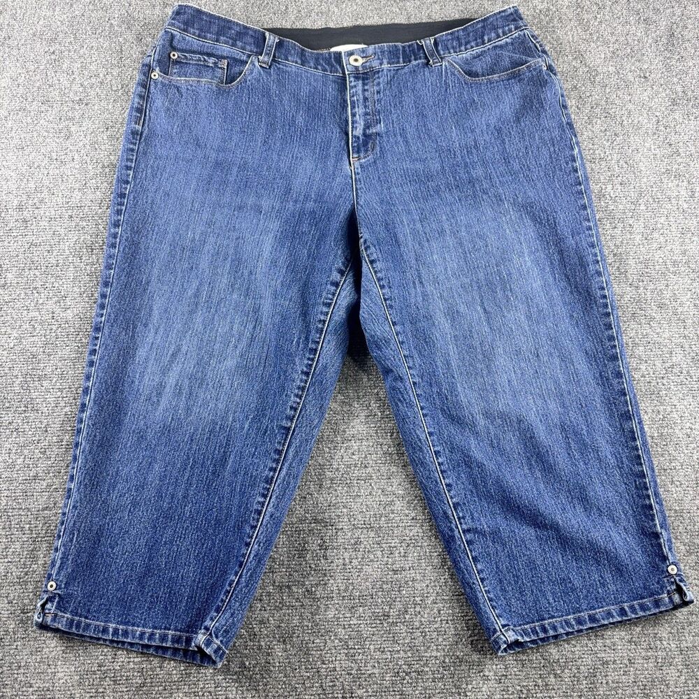 CJ Banks Jeans Womens 18W Capri Medium Wash Comfort Waist Bow